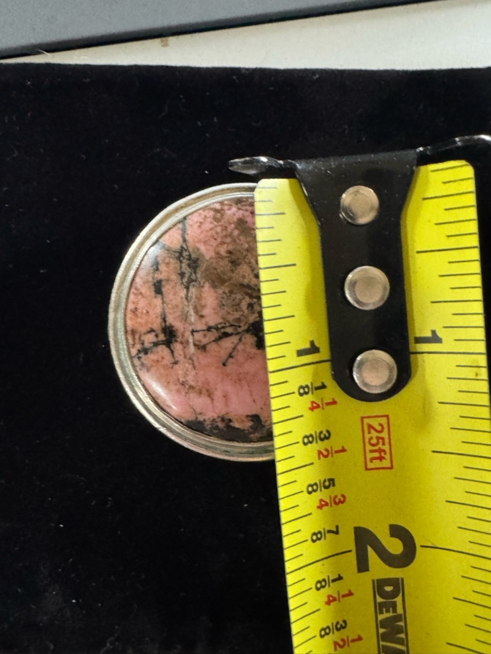 Round Pink Rhodonite Silver-Tone Statement Ring - Picture 2 of 5